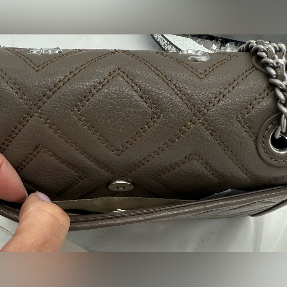 Tory Burch FLEMING CHARM SMALL CONVERTIBLE SHOULDER BAG in Volcanic Stone NWT - Picture 4 of 9